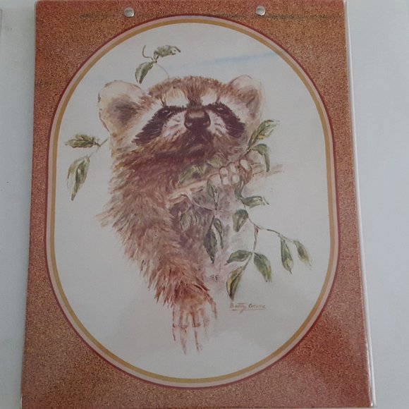 Vintage Mead The Organizer Tri-Fold 1" 3 -Ring Binder Tiger/Raccoon/Panda - Picture 3 of 15